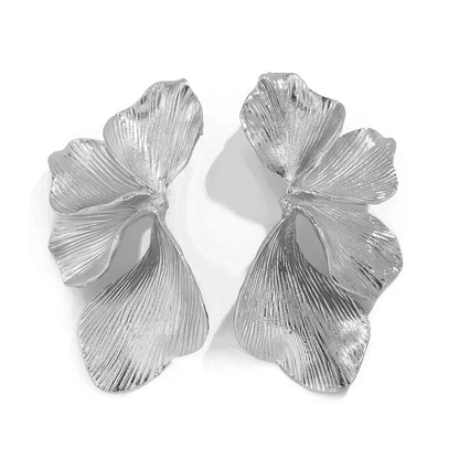 Floral Metal Stud Earrings