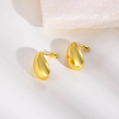 Drop Hoop Stud Earrings