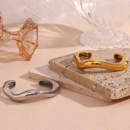 Modern Yellow Tone Cuff Bracelet