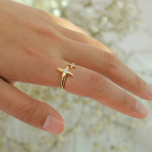 Four-Pointed Star Statement Ring