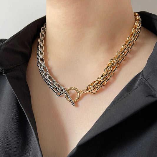 Two-Tone Chunky Link Chain Necklace