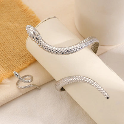 Sculpted Snake Grip Cuff Bangle