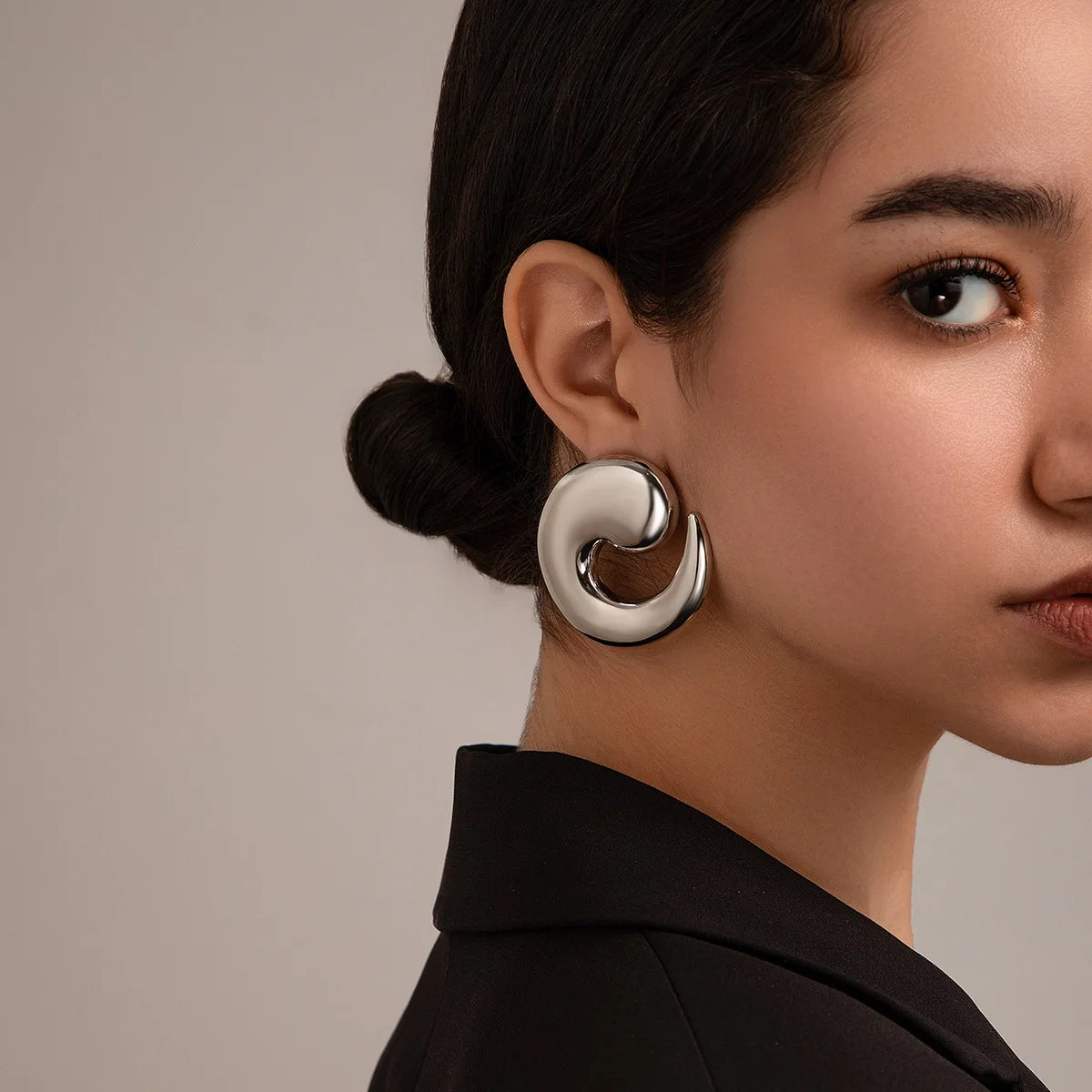 Vintage Geometric Metal Stud Earrings