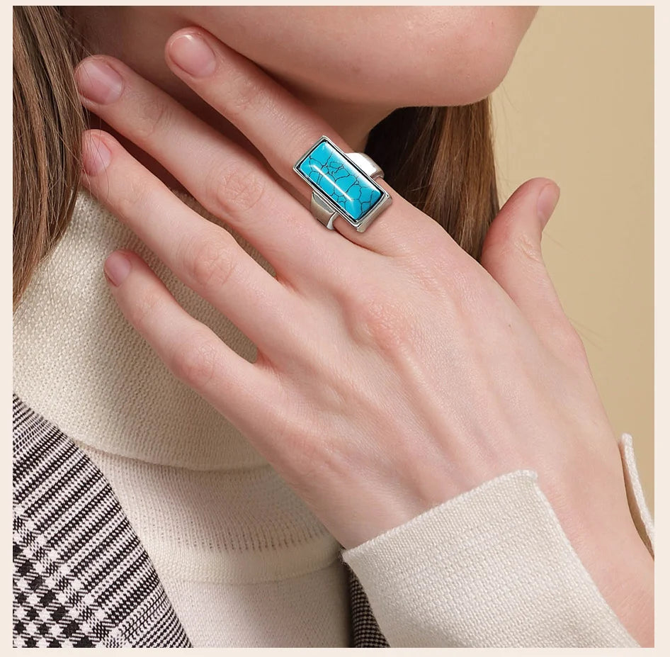 Turquoise Nature Stone Statement Ring