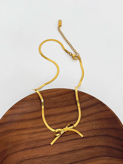 Bowknot Snake Chain Pendant Necklace