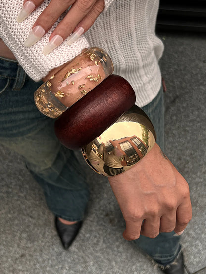 Bold Wood & Resin Geometric Bangles