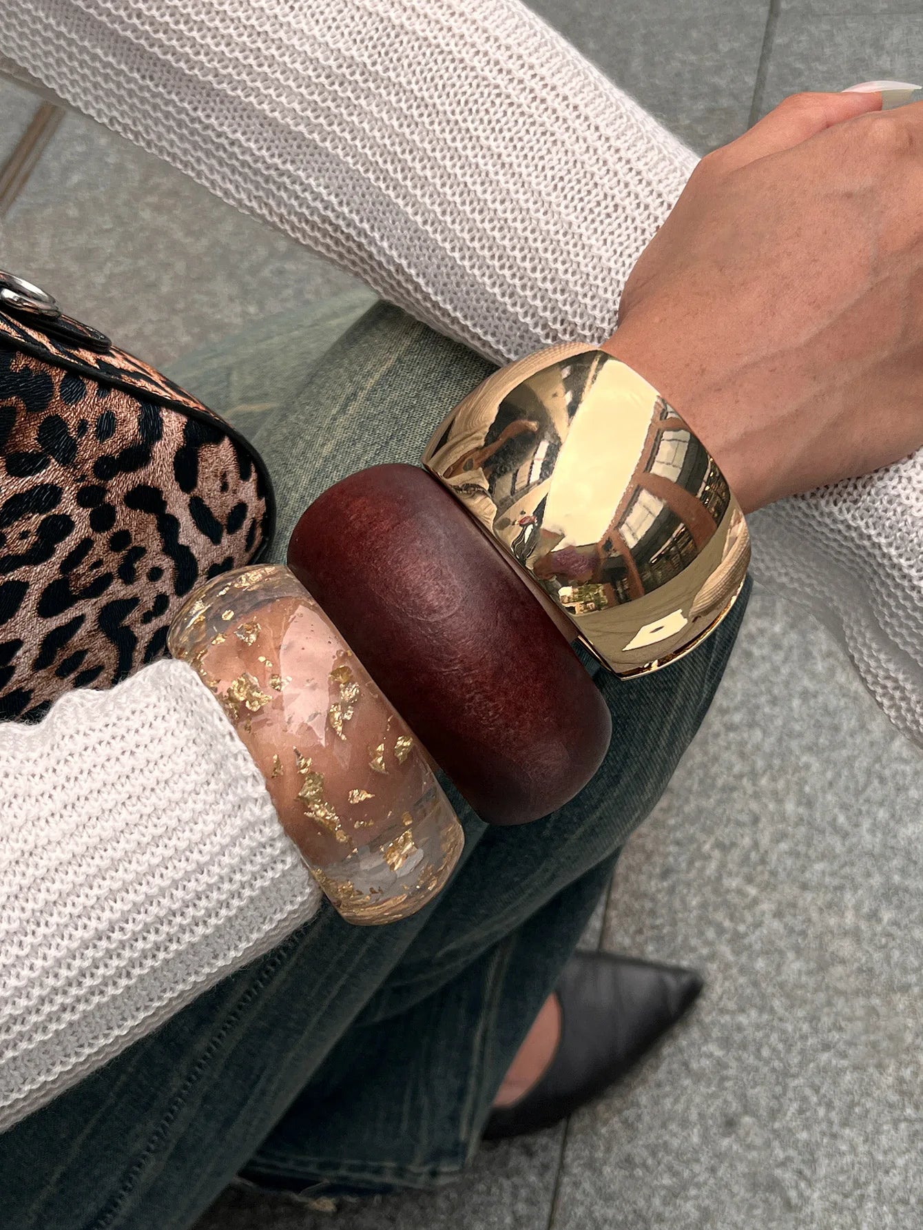 Bold Wood & Resin Geometric Bangles