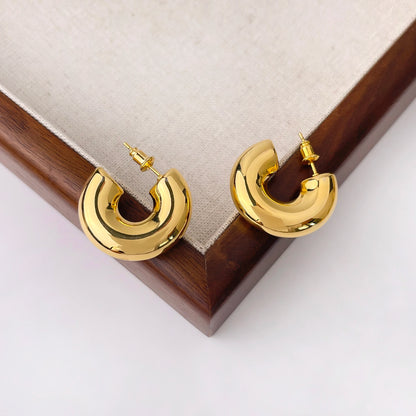 Bold C-Shape Hoop Earrings
