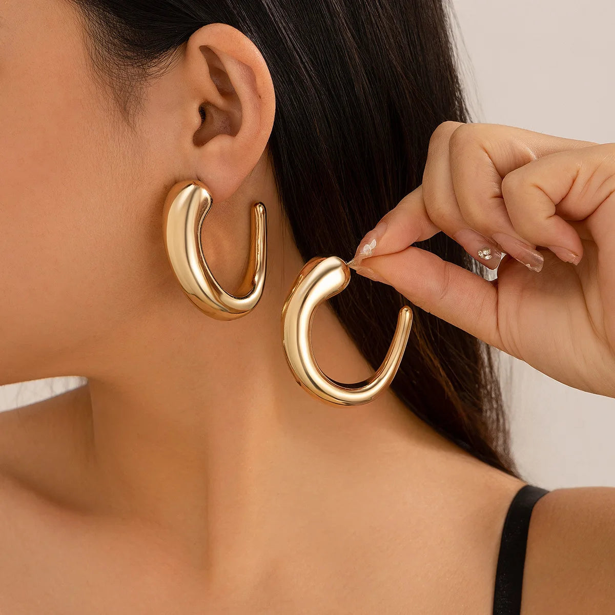 Vintage Geometric Metal Stud Earrings