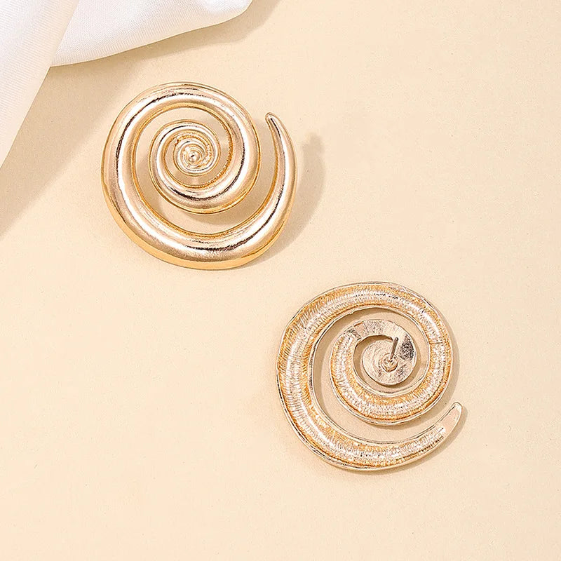Exaggerated Hollow Spiral Geometric Stud Earrings