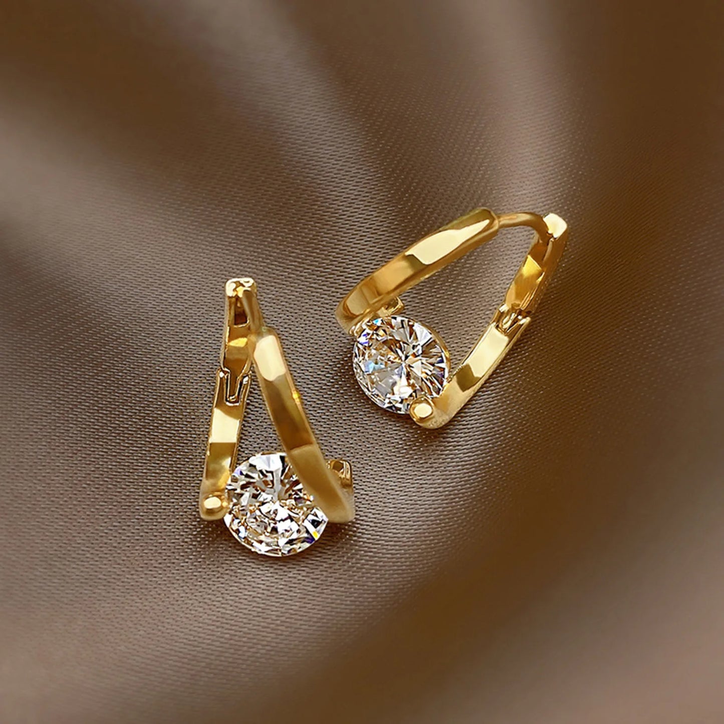 Geometric Hoop Earrings With Charm