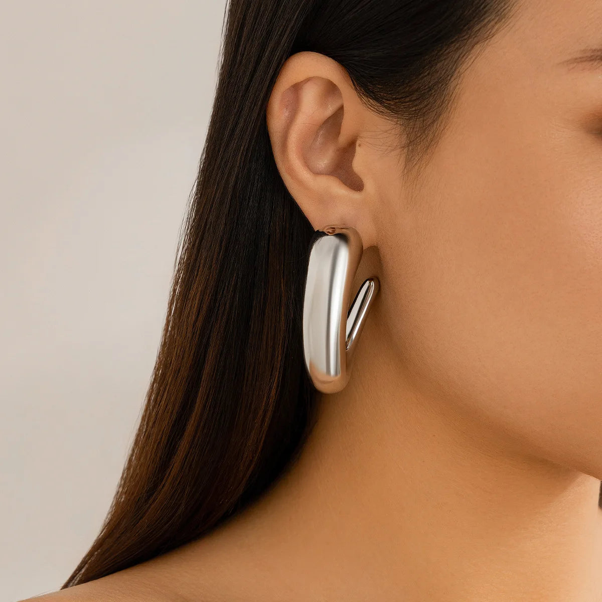 Vintage Geometric Metal Stud Earrings