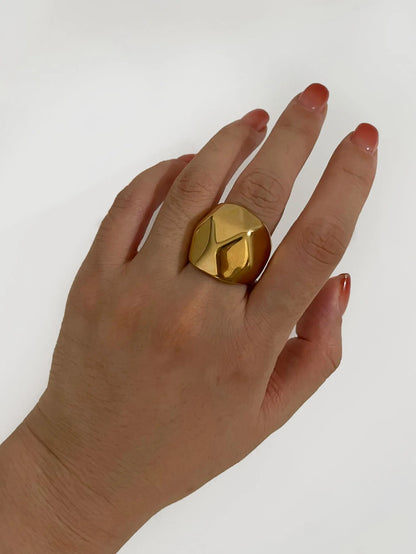 Textured Geometric Dome Ring