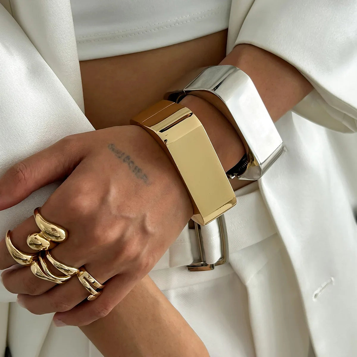 Bold Geometric Wide Cuff Bangle