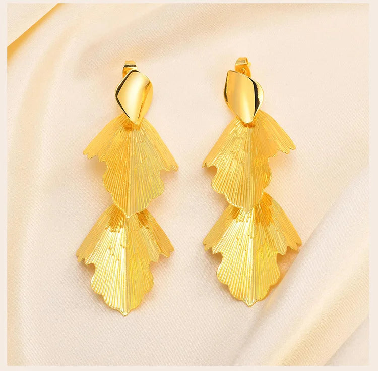 Geometric Leaf Dangle Earrings