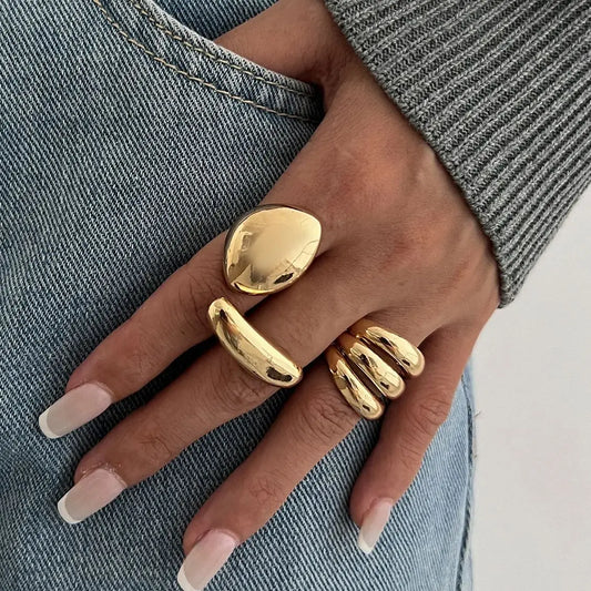 Gold & Silver Plated Geometric Ring Set