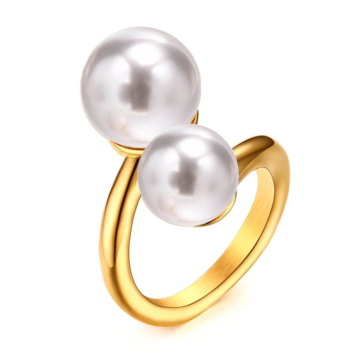 Bypass Cuff Ring with Simulated Pearl