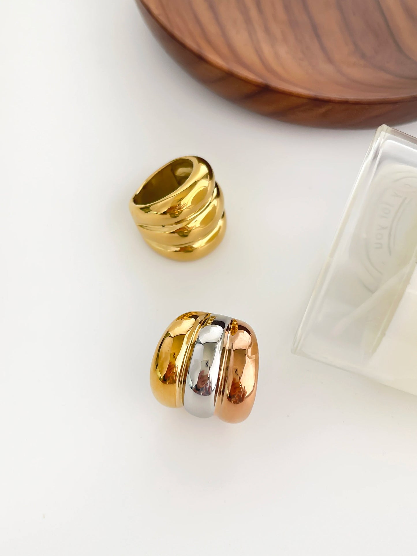 Chunky Triple-Tone Dome Ring