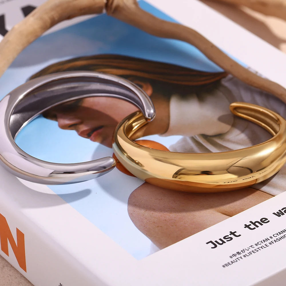Minimalist Smooth Open Cuff Bracelet