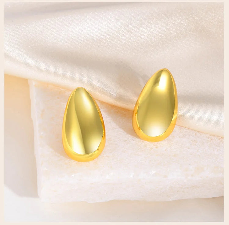 Drop Hoop Stud Earrings