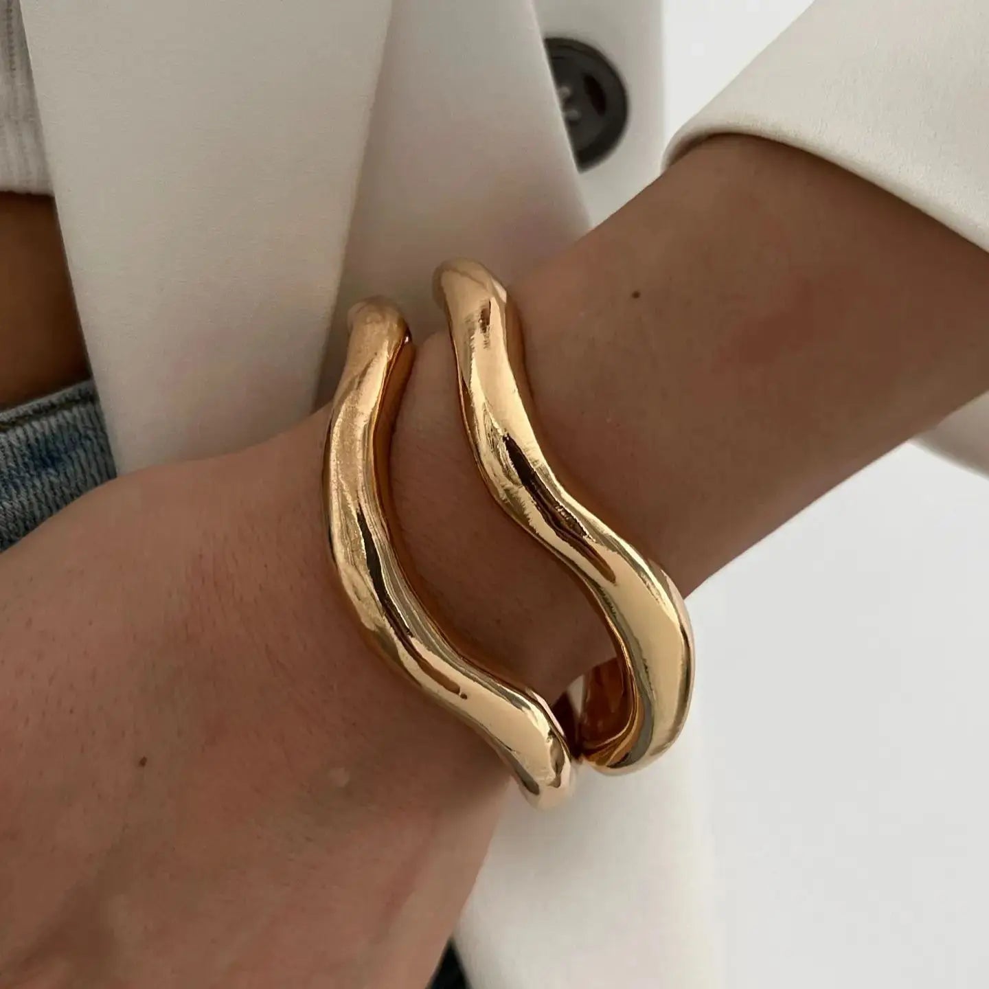 Bold Geometric Cuff Bangle Set