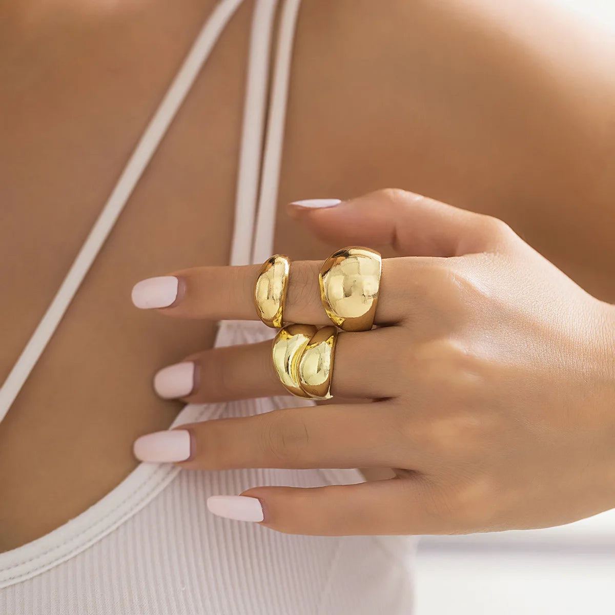 Bold Geometric Open Ring Set