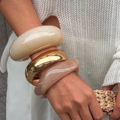 Bold Resin and Metal Cuff Bangles