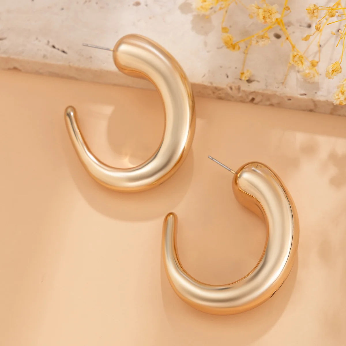 Vintage Geometric Metal Stud Earrings