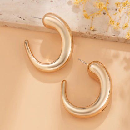 Vintage Geometric Metal Stud Earrings