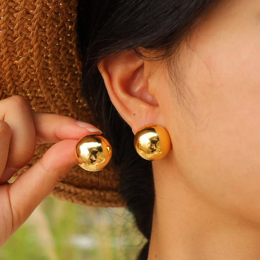 Half-Round Geometric Stud Earrings