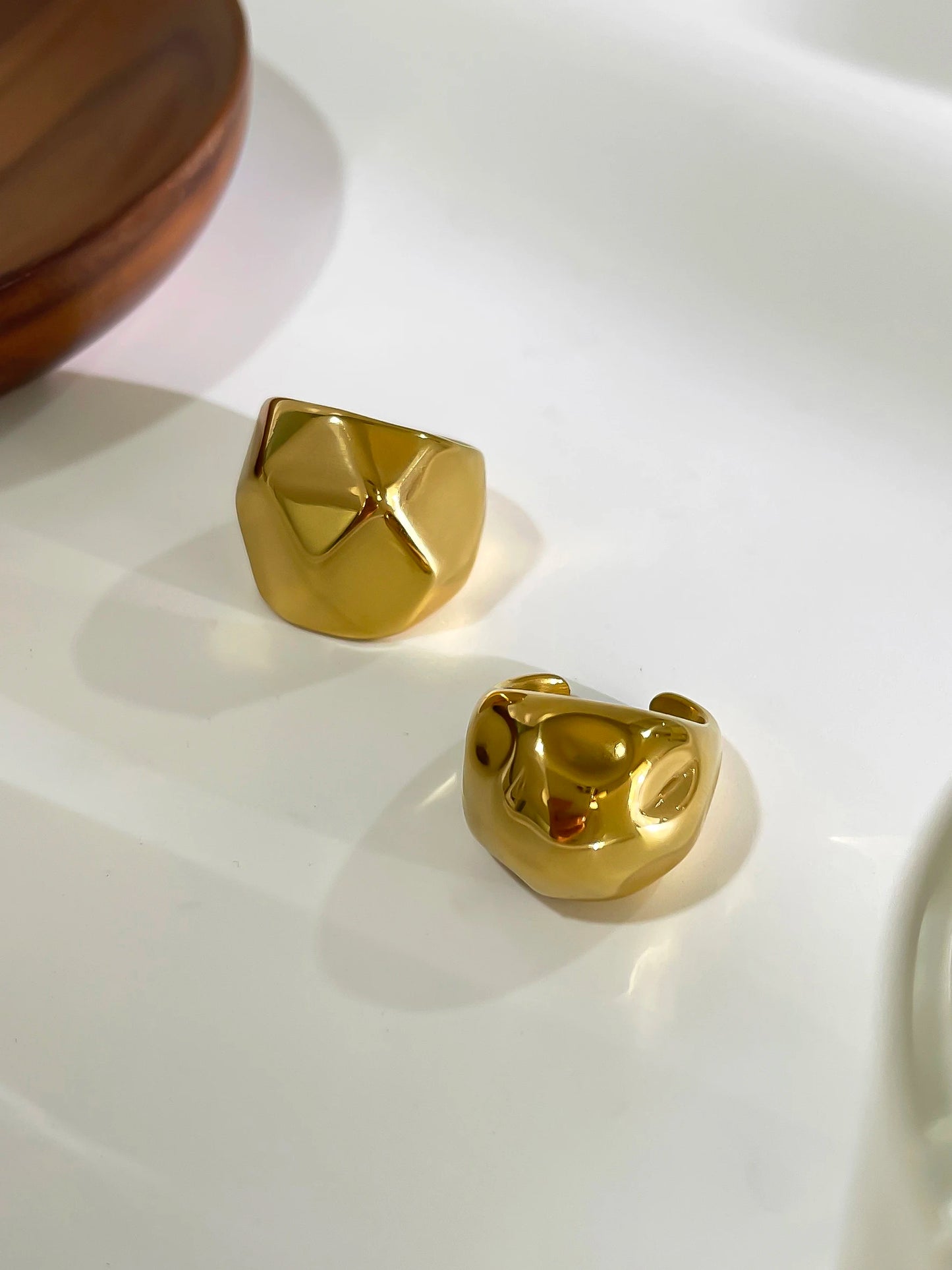 Textured Geometric Dome Ring