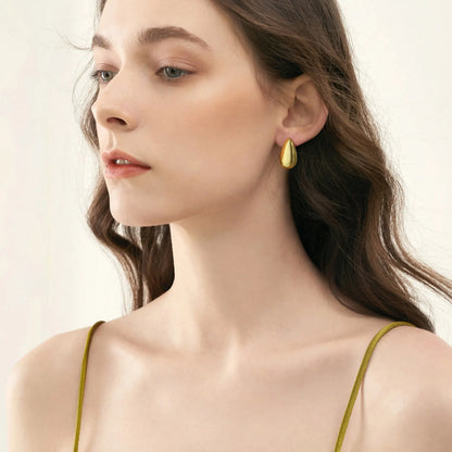 Drop Hoop Stud Earrings