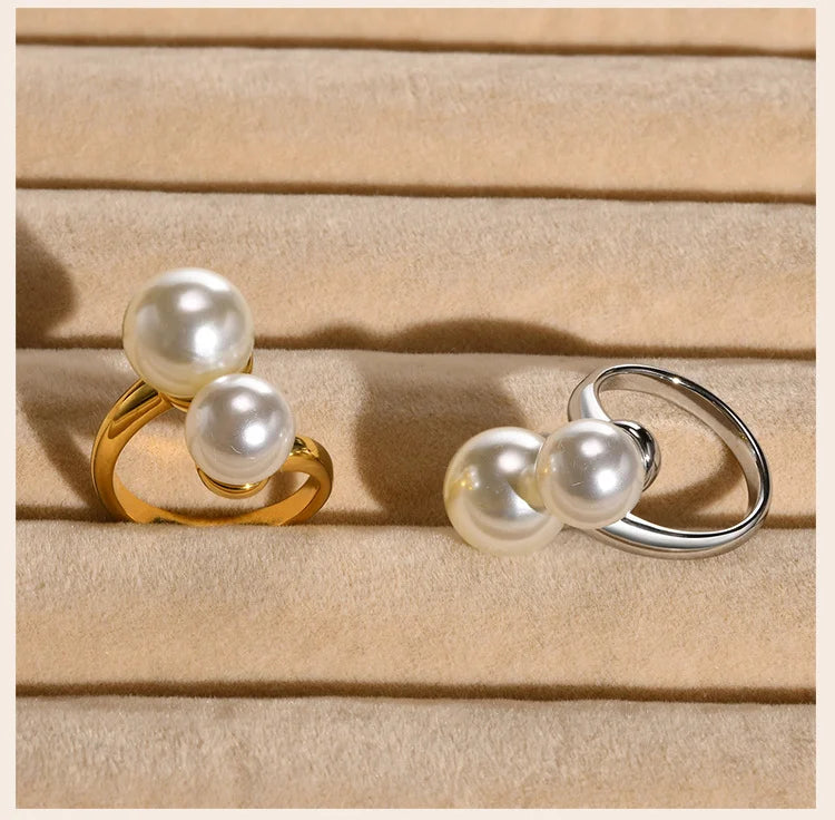 Bypass Cuff Ring with Simulated Pearl