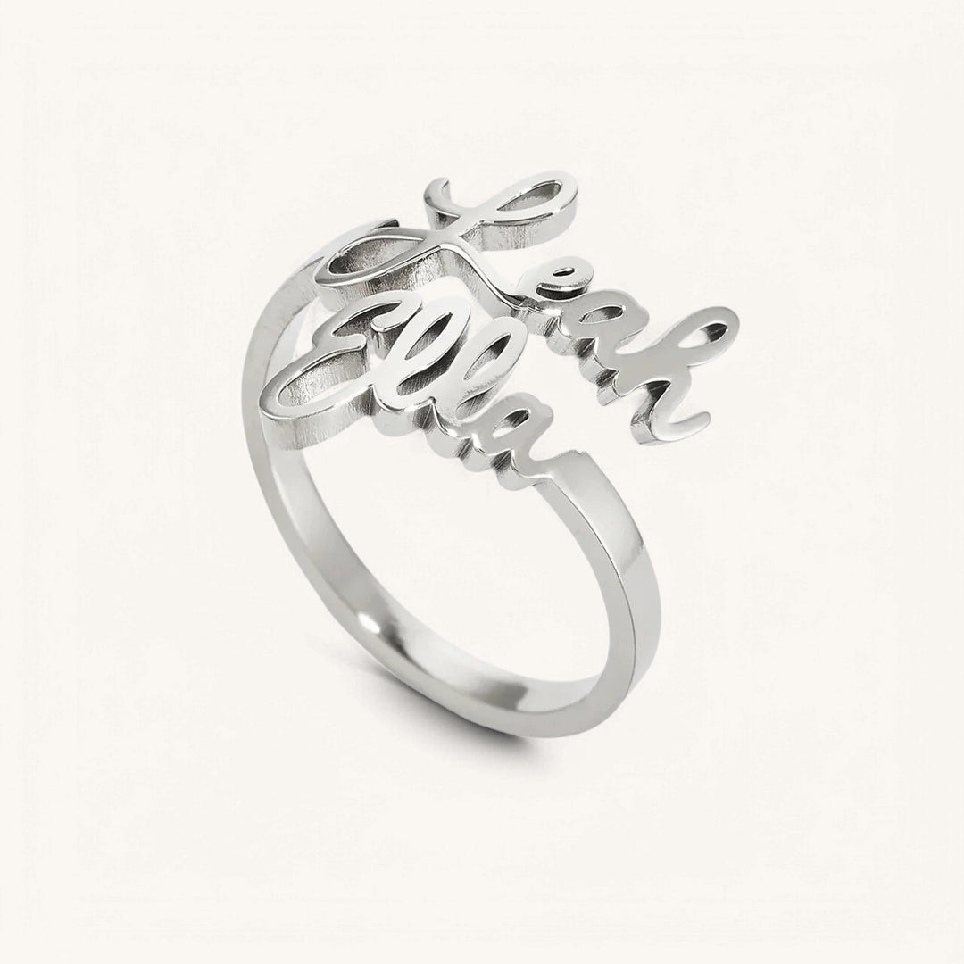 Open Band Double Name Ring
