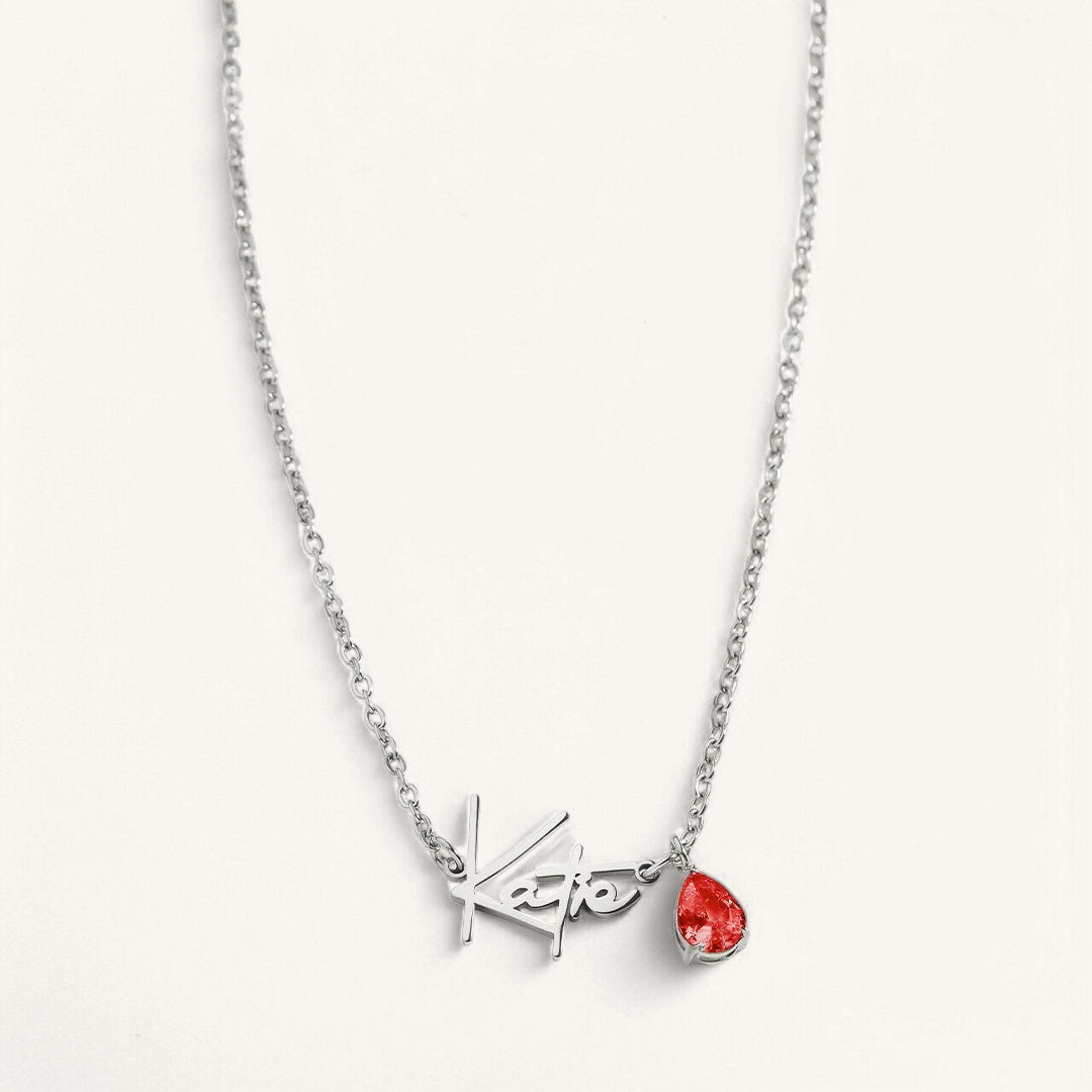 Handmade Birthstone Name Necklace