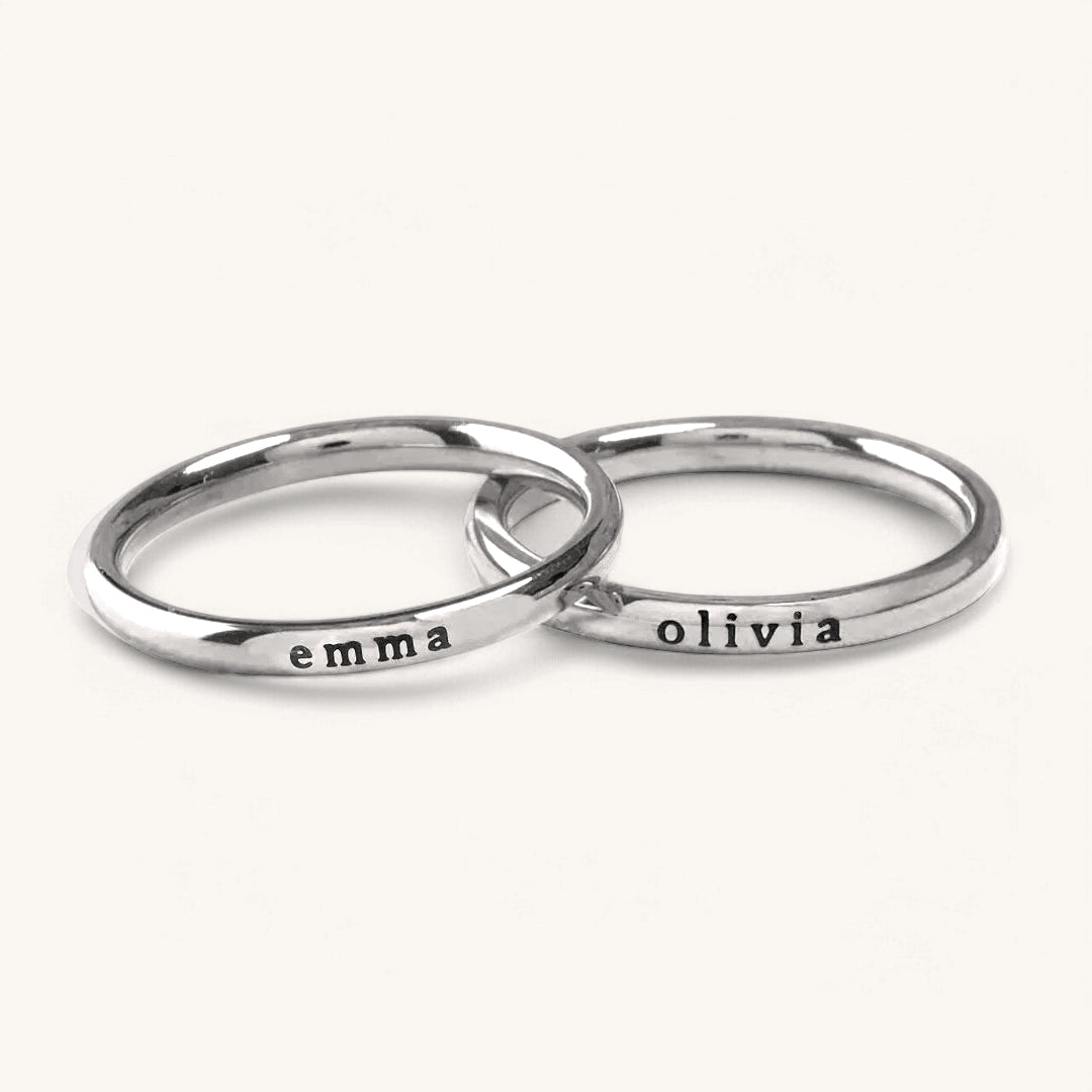 Small Stackable Name Ring