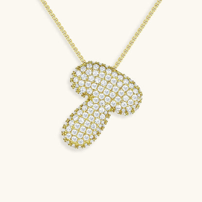 Elegant Bubble Initial Diamond Look Necklace
