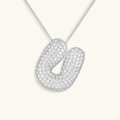 Elegant Bubble Initial Diamond Look Necklace
