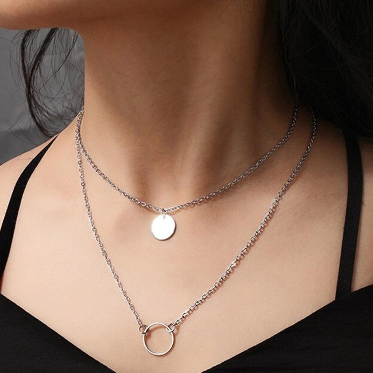 Elegant Round Pendant with Layered Sophisticated Necklace