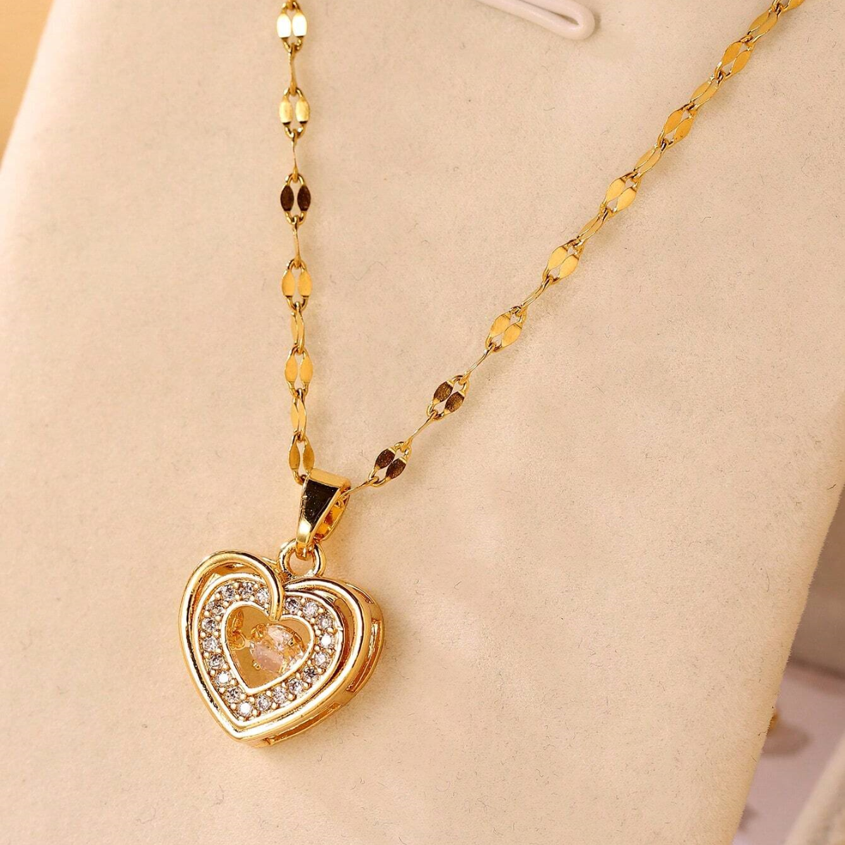 Loving Heart Pendant Double Layer Necklace