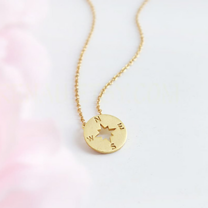 Compass Charm Elegant Round Necklace