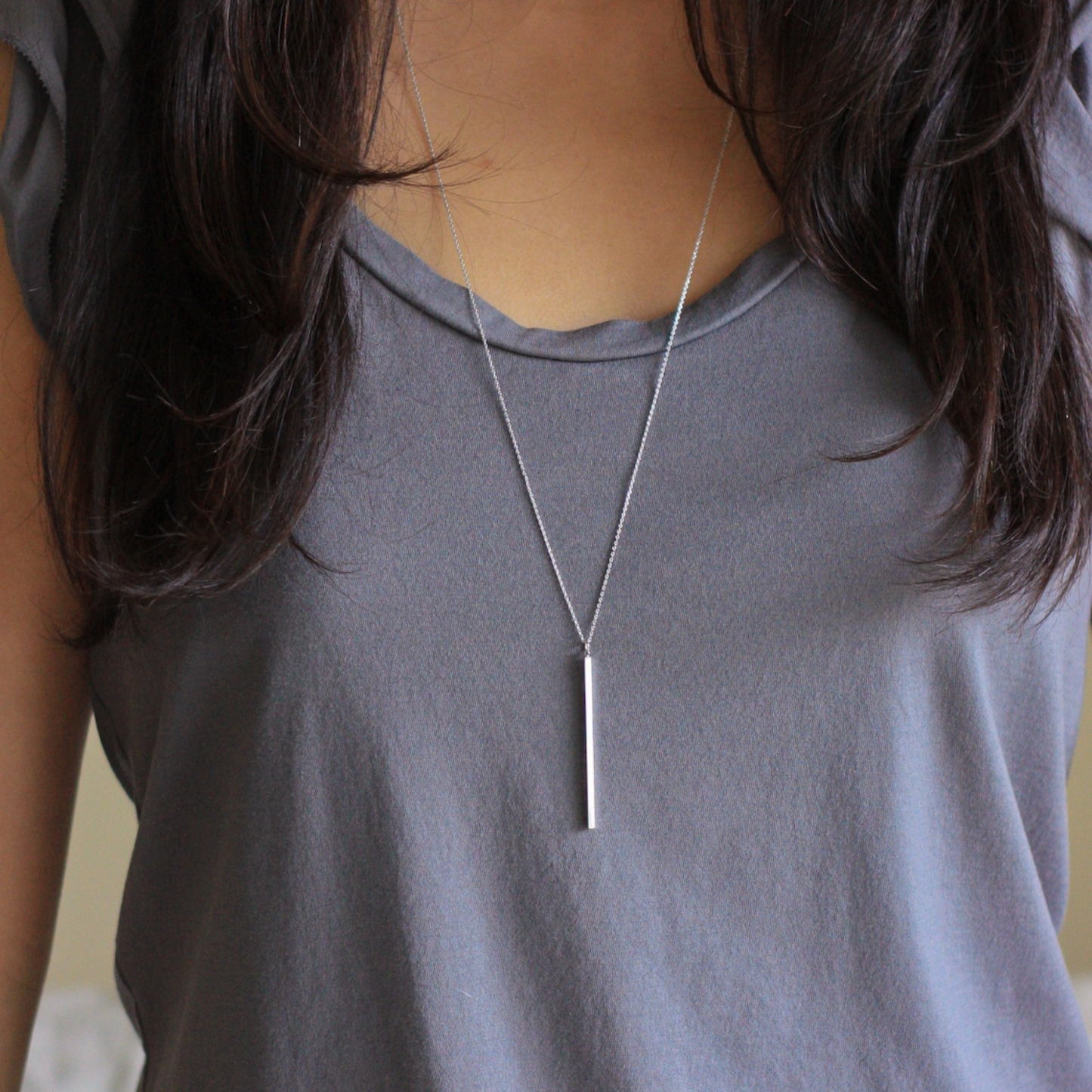 Elegant Delicate Vertical Bar Necklace