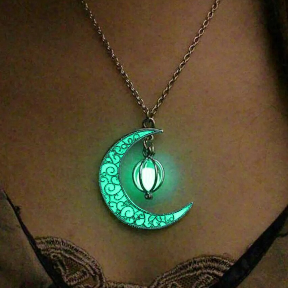 Glowing Moon Litho Precious Stone Necklace