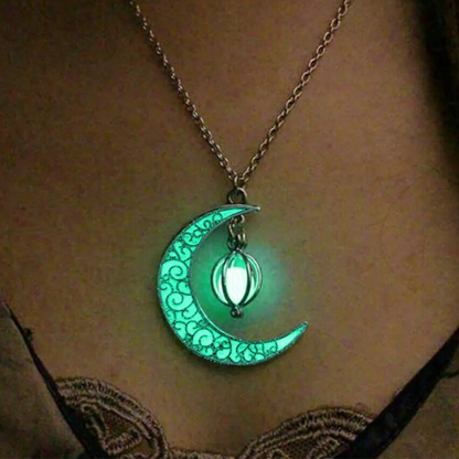 Glowing Moon Litho Precious Stone Necklace