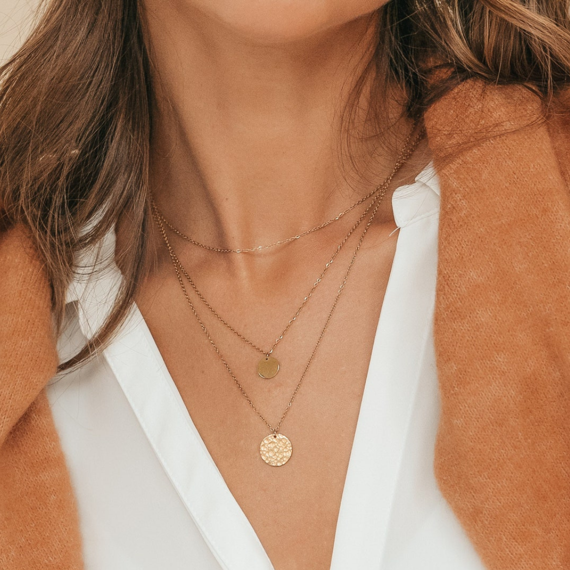 Classic 3-Layer Disk Necklace Set