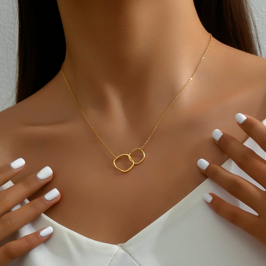 Interlocking Double-Loop Pendant Necklace