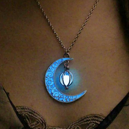 Glowing Moon Litho Precious Stone Necklace