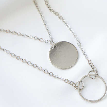 Elegant Round Pendant with Layered Sophisticated Necklace