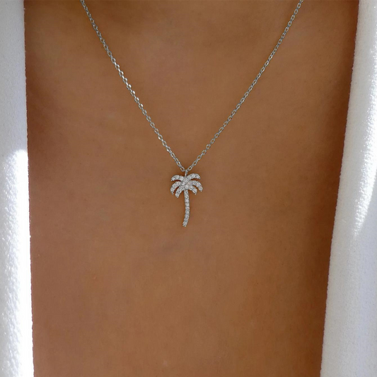Vibrant Tropical Palm Tree Pendant Necklace