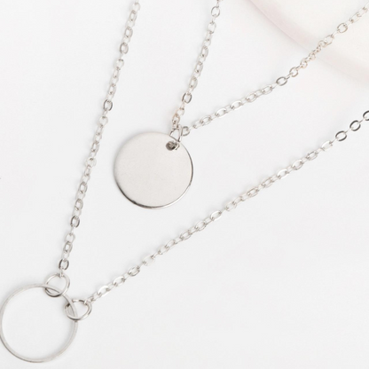 Elegant Round Pendant with Layered Sophisticated Necklace